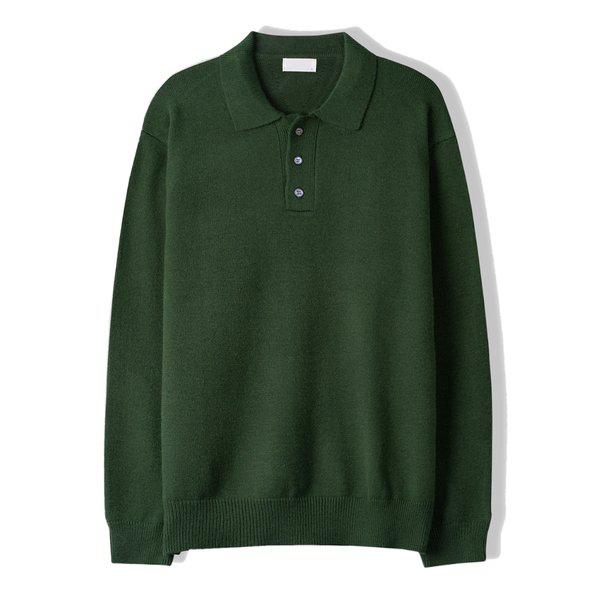 男性ベンコー単作ボタンカラーネックニット SG-KN-Q033-ネイビー