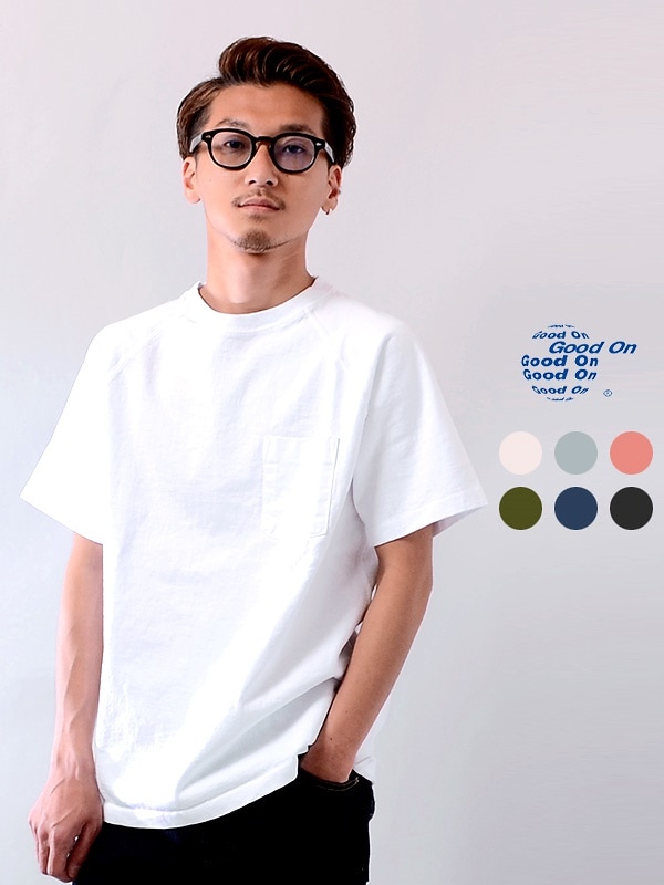 ゆうメール便送料無料Good On グッドオン Tシャツ メンズ レディース ユニセックス 半袖 ブランド 無地 スポーツ カジュアル 綿100% ヘビーオンス HEAVY RAGLAN POCK
