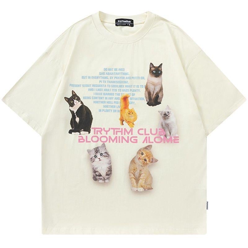 ねこ ネコ 猫 トップス レディース Y2Kスタイル スポーティー えも ネコ ねこ 猫 かわいい メンズ 平成レトロ 平成pop 韓国風 春 夏 アメリカビンテージ グッズ