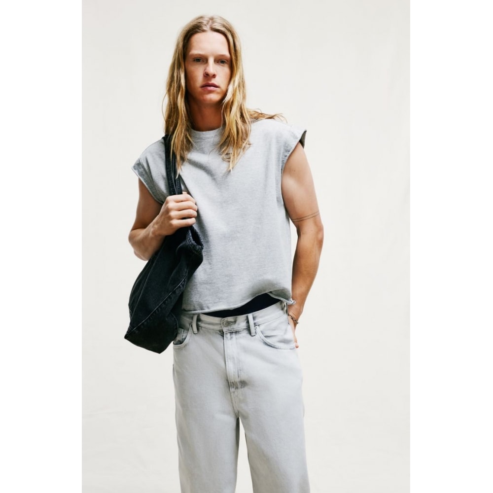 H&M ノースリーブトップオーバーサイズフィットグレーメランジ