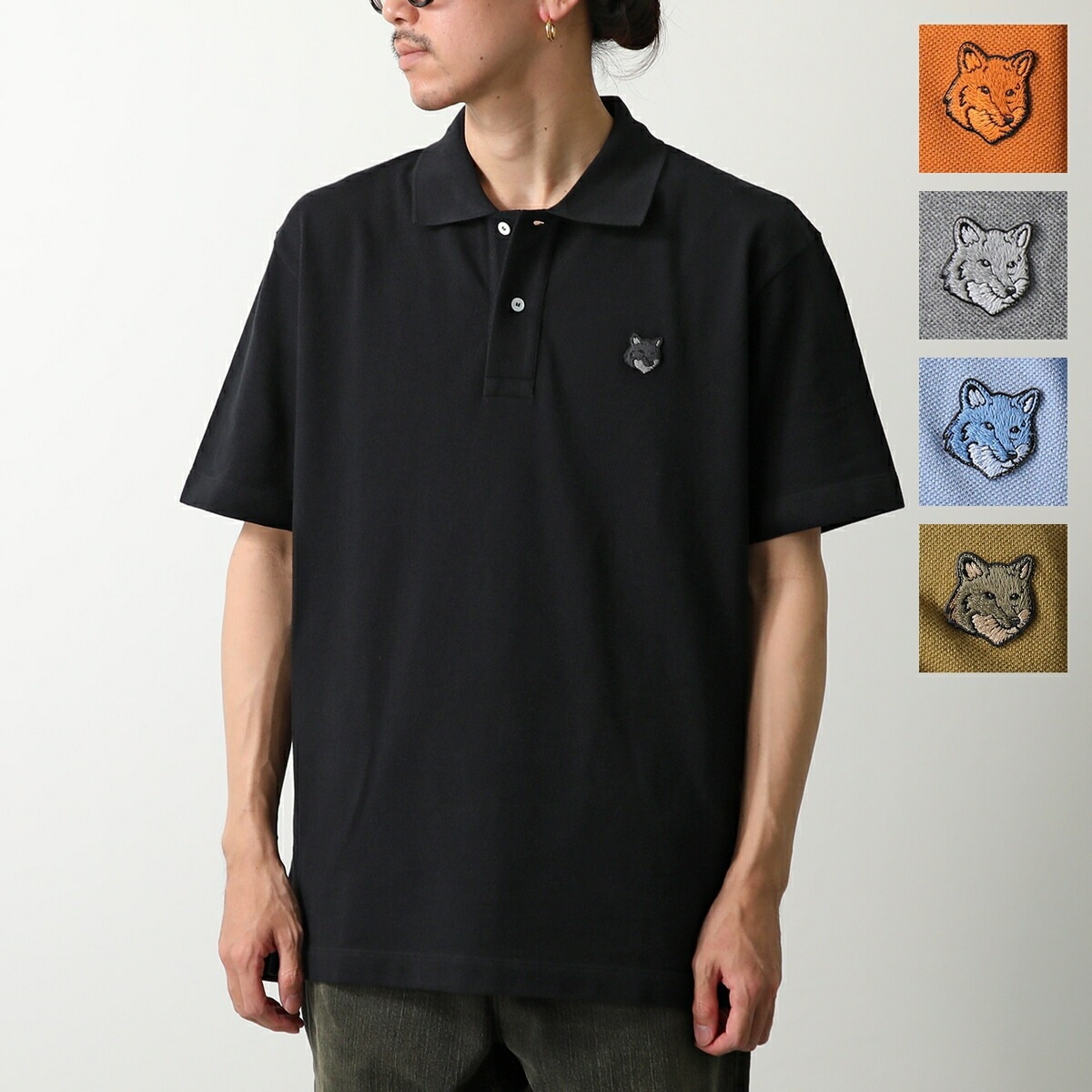 MAISON KITSUNE メゾンキツネ ポロシャツ MM00210KJ7010 メンズ 半袖 フォックス刺繍パッチ コットンピケ カラー5色
