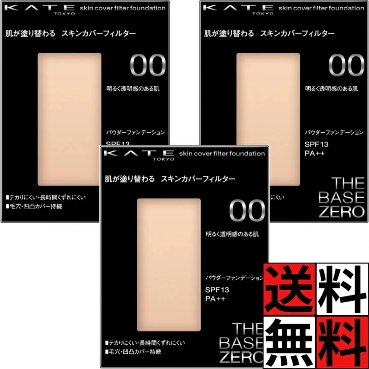 ケイト ファンデーション スキンカバー フィルター 化粧品 メイク 肌 長時間 パウダー SPF13 PA++ 毛穴 テカリ 持続 ゼロ オールシーズン KATE 00 明るく透明感のある肌 13g
