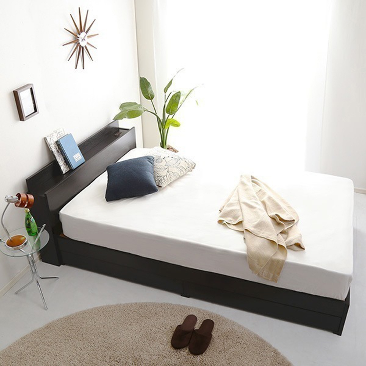 棚コンセント付きチェストベッド SDサイズ DAIN-ダイン-インテリア フロアベッド コンセント付