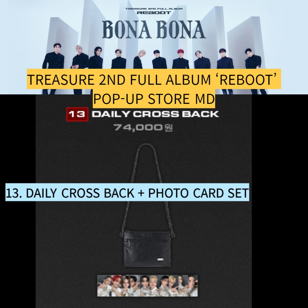 [即時出庫] TREASURE REBOOT POP-UP STORE OFFICIAL MD DAILY CROSS BACK + PHOTO CARD SET 3個以上お買い上げの際にポップアップ