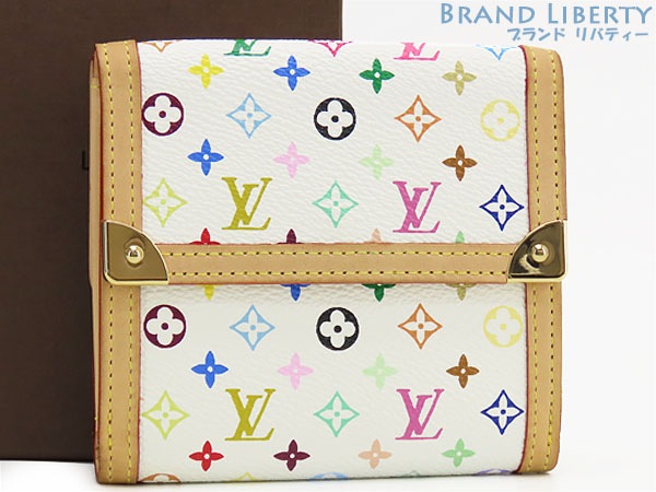 超美品ルイヴィトンモノグラムマルチカラーポルトモネビエカルトクレディWホック財布両面財布コンパクト財布ブロンM92983