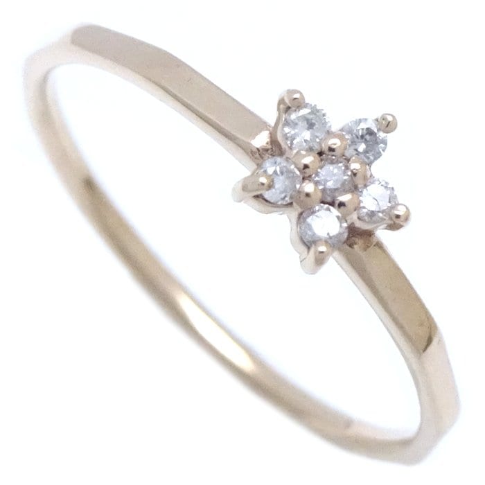 ダイヤモンド リング 指輪 11号 フラワーモチーフ K10PG ピンクゴールド/291399【中古】