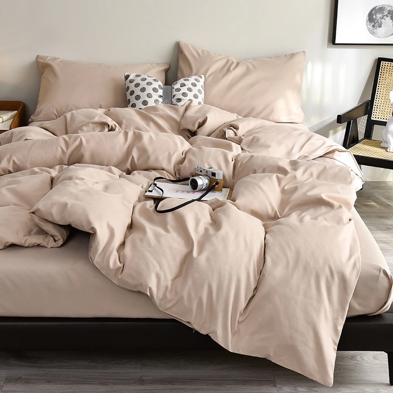 無地良品磨毛 裸で寝ることができる 寝具セット４点セット 簡約 無地布団カバー ベッドシーツ 韓国 4,837円