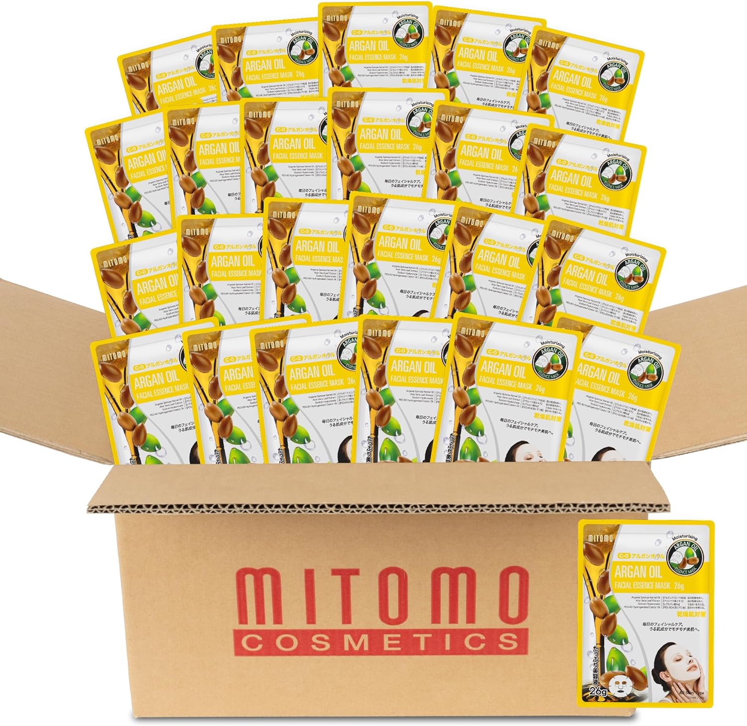 日本製 アルガンオイル 保湿水分 美容シートマスク/800枚x1セット＝800枚/美容液/美容マスクパック スキンケア 潤いマスクパック[MTSS00516-C-0x080]