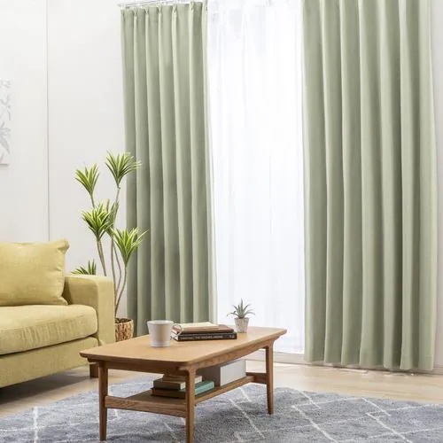 【今週のお買得品】ヤマダデンキYSC23ｾｯﾄｽﾑｰｽGN200 4枚組(ドレープ×2レース×2）セットカーテン 遮光1級 遮音 形状記憶 スムース 100x200cm グリーン 6,080円