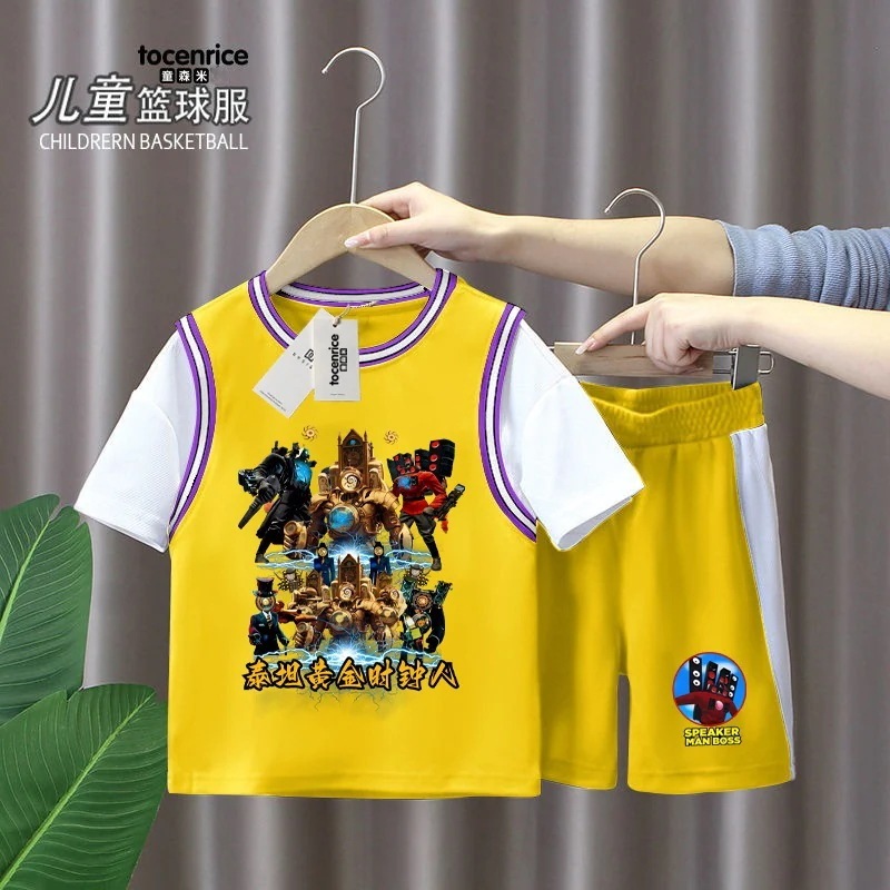 タイタンモニターマントイレマンバスケットボールスーツ新しいスーツボーイズ夏速乾性服オーディオテレビマンスポーツウェア