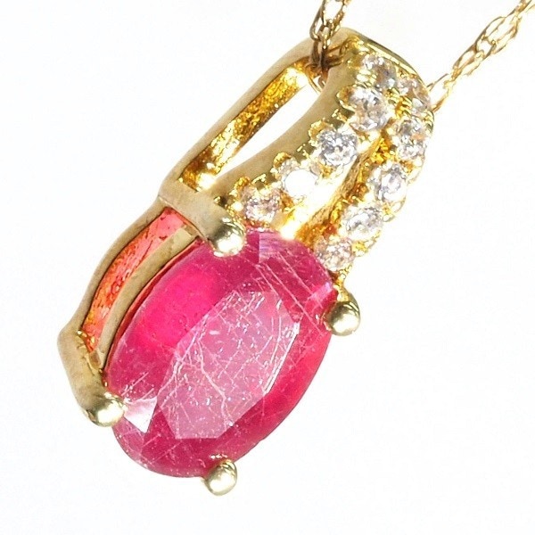 迫力の輝き 限定入荷 天然 ルビー ダイヤモンド ネックレス イエローゴールド [仕上げ][品