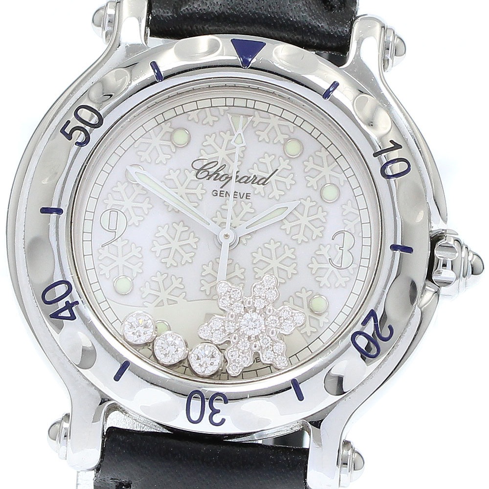 ショパール Chopard 27/8949 ハッピースポーツ スノーフレークダイヤ デイト クォーツ レディース _905781【中古】