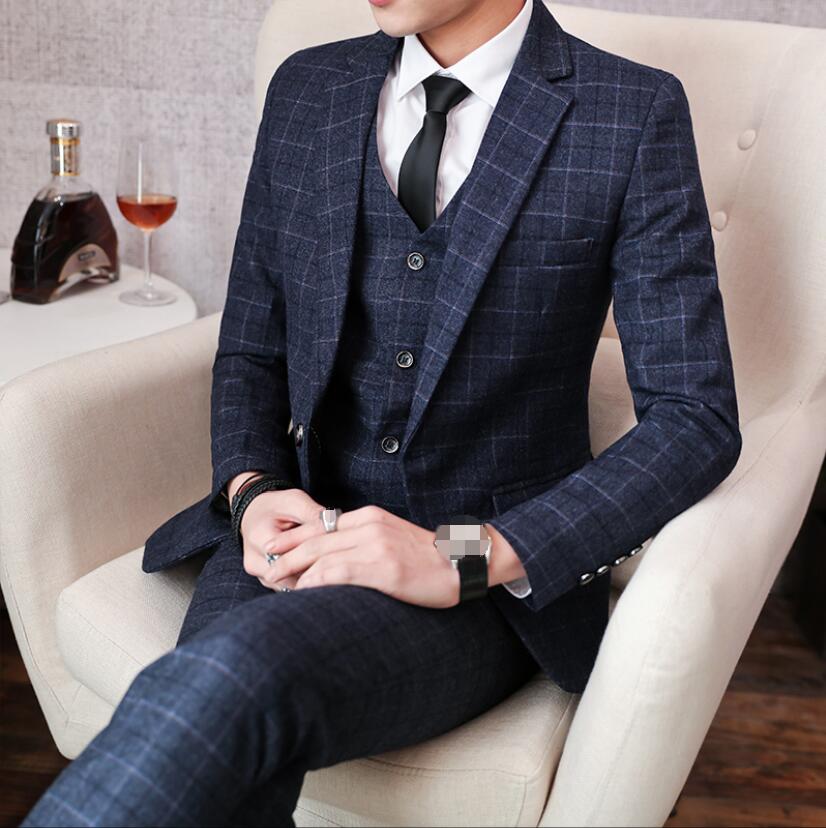 出血大サービス チェック柄 ジャケット+ズボン+ベスト 二次会 パーティー 背広 メンズスーツ シングルスーツ成人式フォーマルスーツ 面接 スリムスーツ 舞台 司会衣装 婚葬祭 披露宴 ビジネススーツ