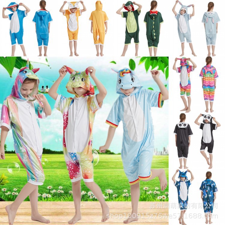 夏モデル漫画動物ワンピースパジャマ恐竜サメ天馬ウサギペンギンかわいい半袖学生女性ホーム服男女 パジャマ 着ぐるみ可愛い キャラクターパジャマ恐竜動物 可愛い 部屋着フランネル モコモコ 恐竜 怪獣 動