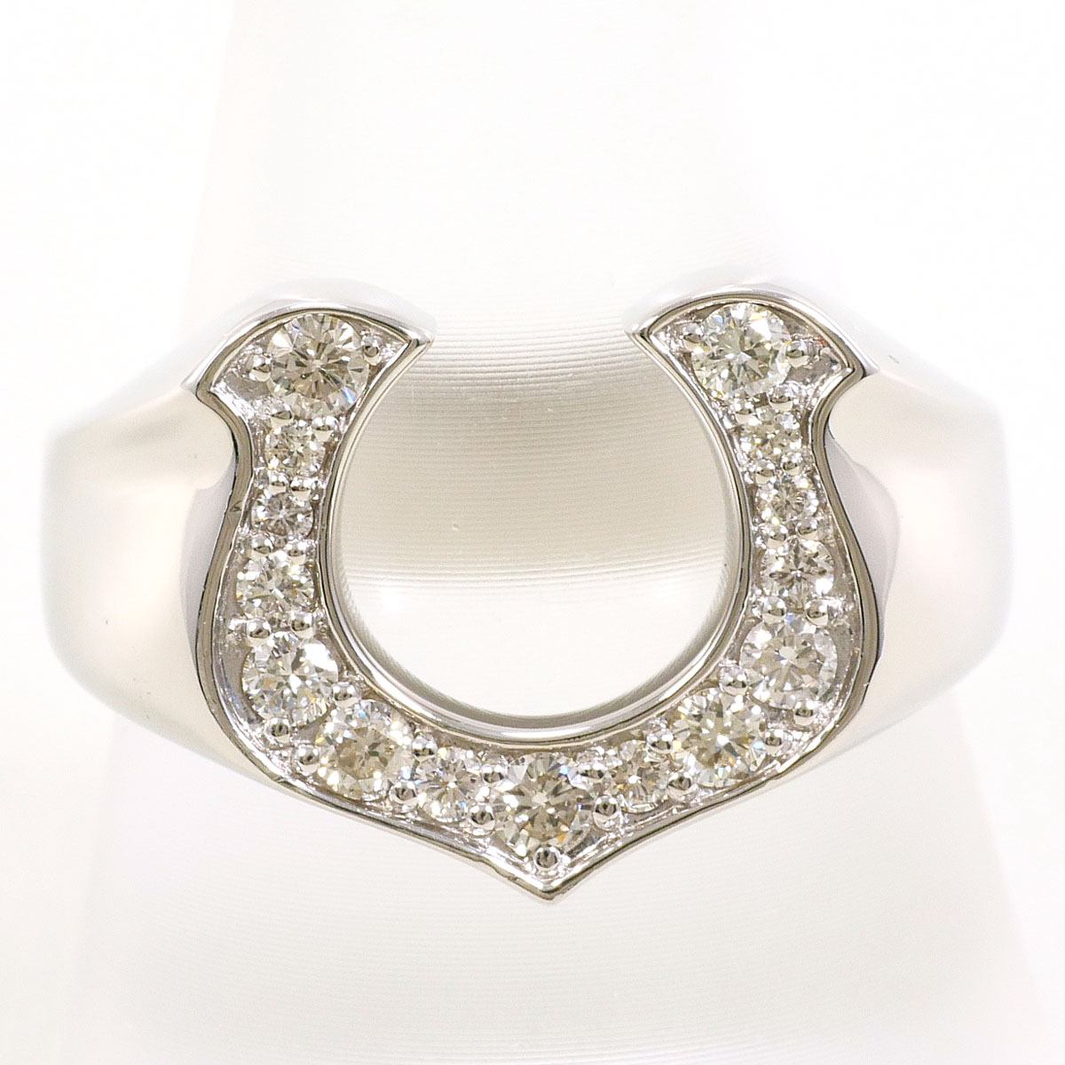 PT900 プラチナ リング・指輪 18.5号 ダイヤモンド 0.41ct カード鑑別書 総重量約11.1g 中古