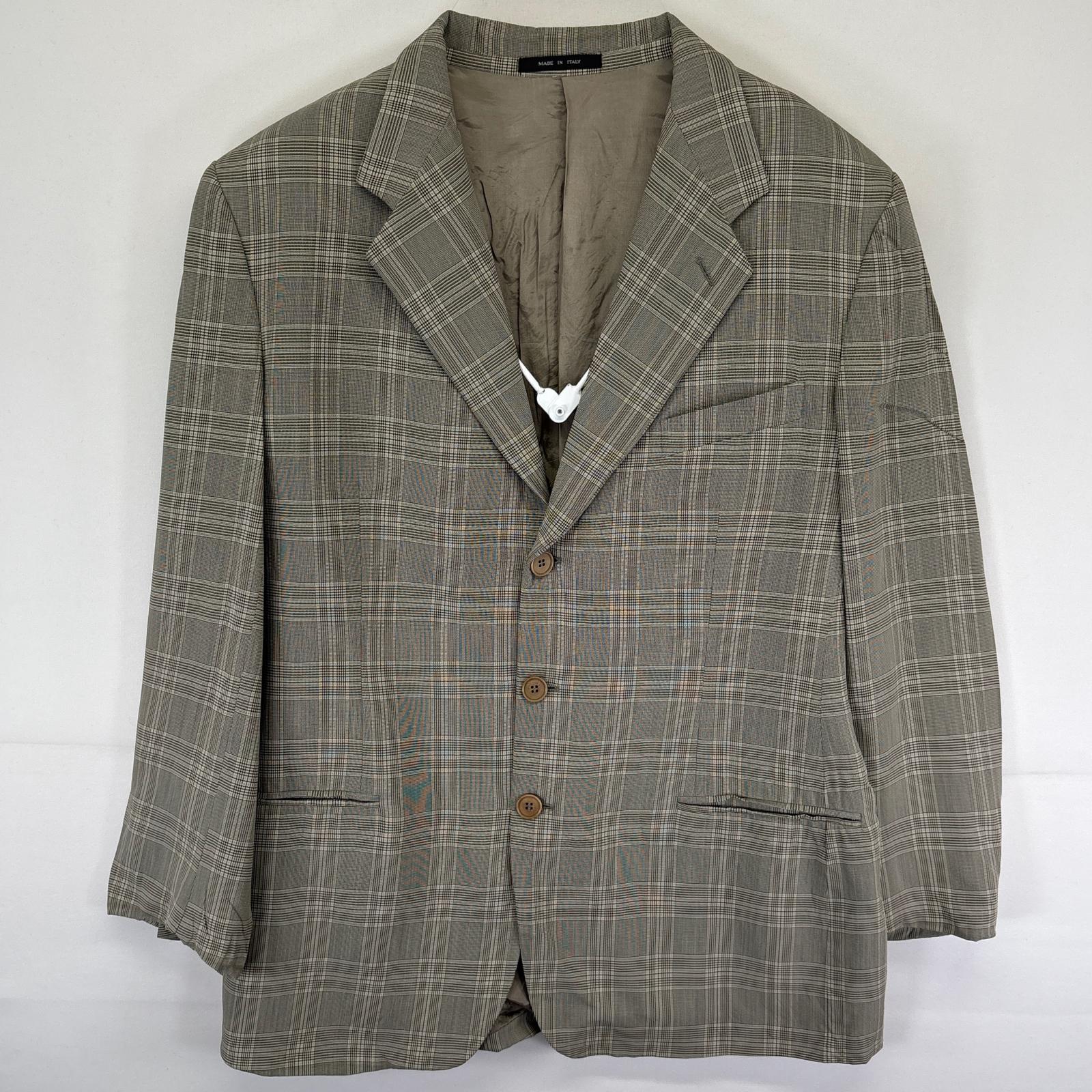 古着 イタリア製 テーラードジャケット ブレザー スーツ チェック柄 グレー系 メンズ