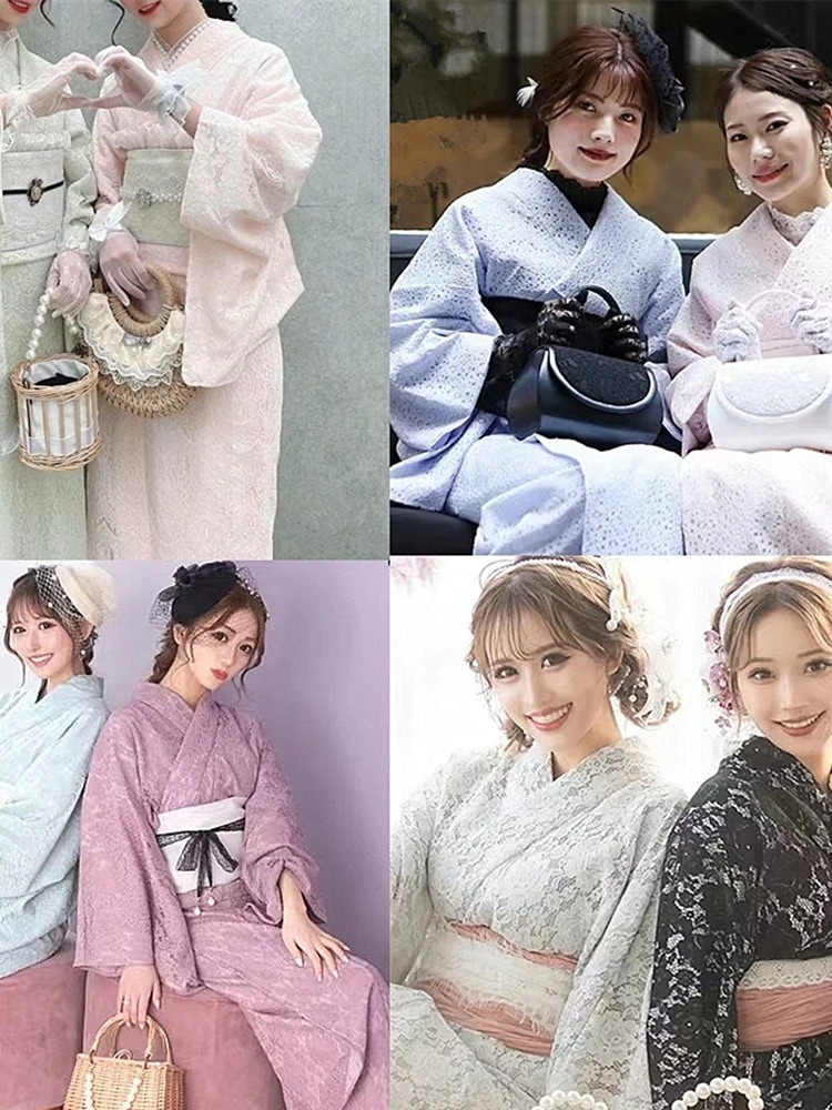 急速出荷のフォーマル着物レディースレース着物伝統的な小縞二重袋帯レース地各色