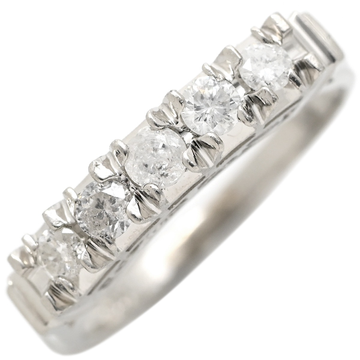 リング 指輪 ダイヤリング プラチナシルバー 5P 5粒 一文字 8.5号【中古】