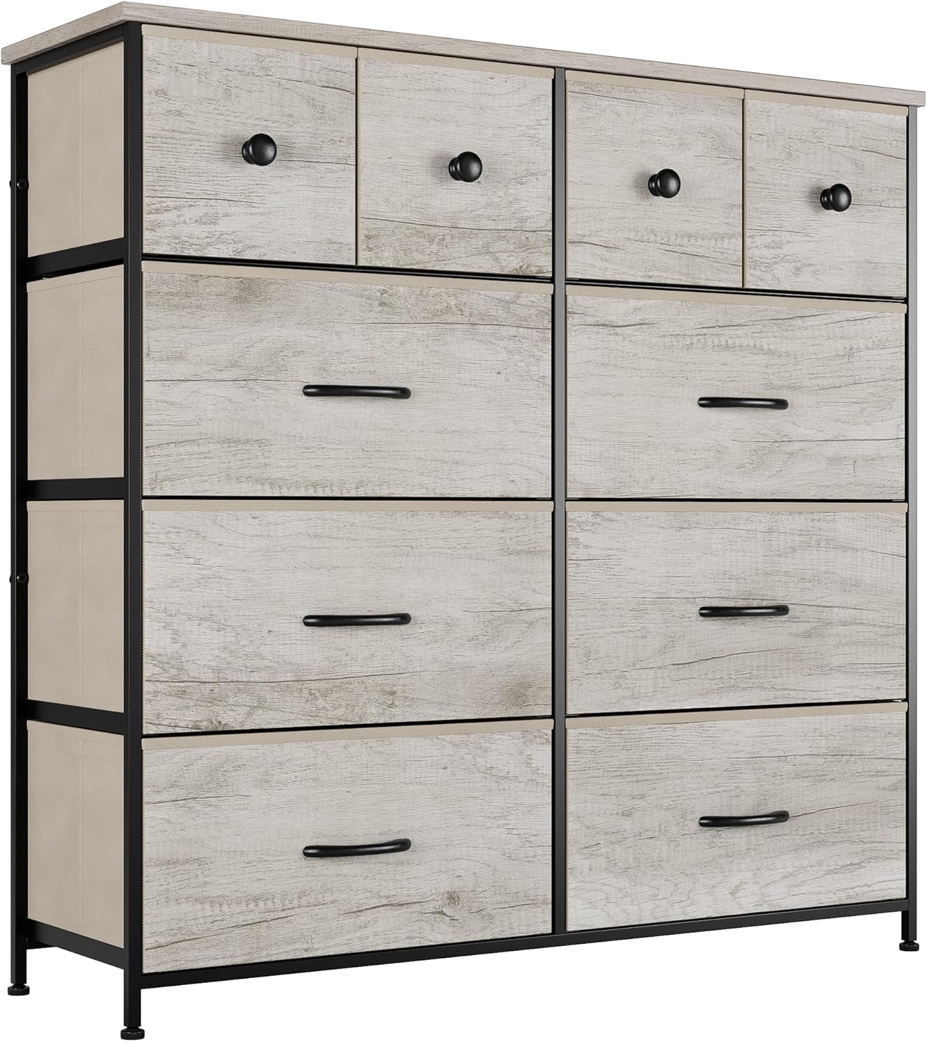 Nicehill チェスト タンス 収納チェスト オーガナイザー 収納ケース ワイドチェスト 衣類収納 木製天板 組立簡単 4段10杯（奥行き30 x 幅100.0 x 高さ98.0）