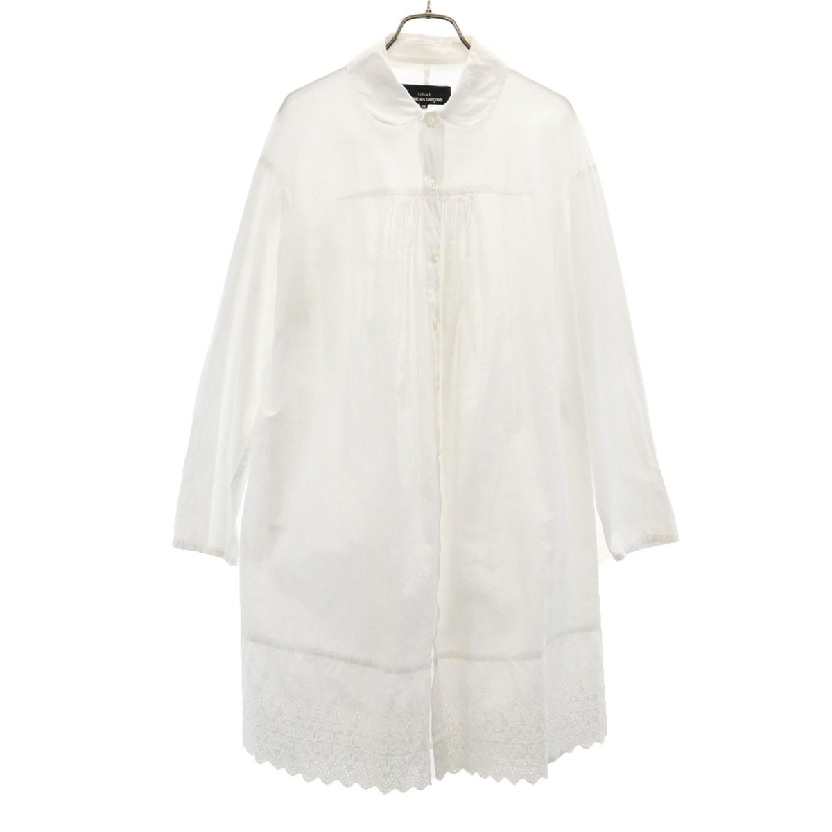 tricot COMME des GARCONS トリココムデギャルソン 2010年 日本製 リネンブレンド 長袖 シャツワンピース M ホワイト レディース 古着