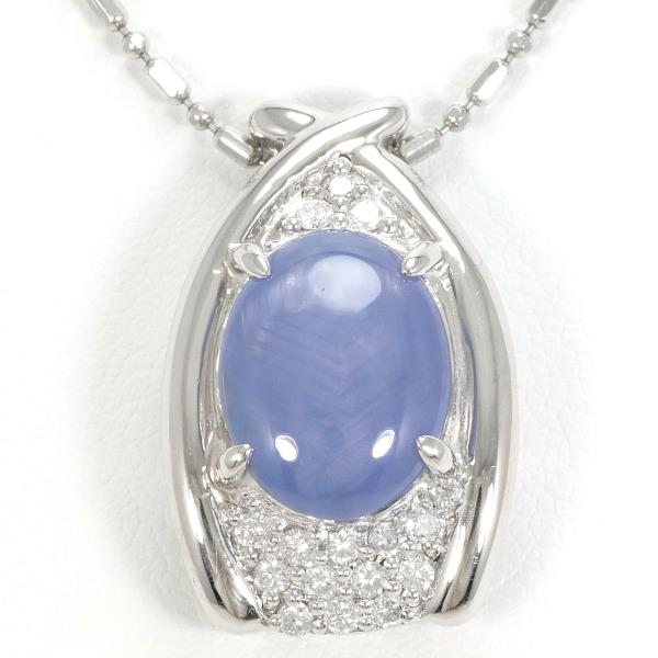 PT900 PT850 ネックレス スターサファイア 7.28 ダイヤ 0.28 カード鑑別書 中古