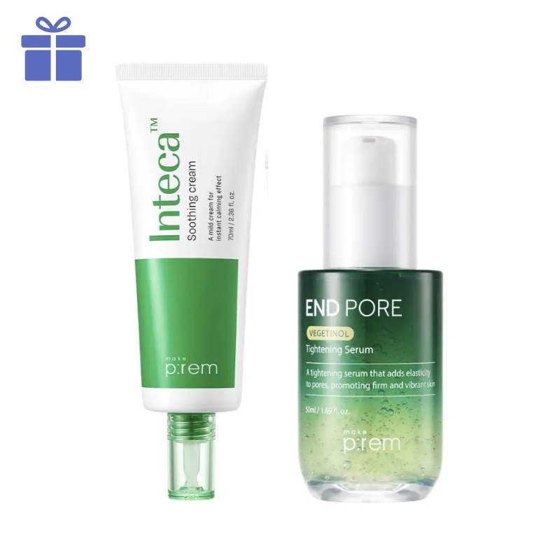 【セット】インテカ スージングクリーム 70ml + エンドフォア ベジティノール 毛穴セラム 50ml