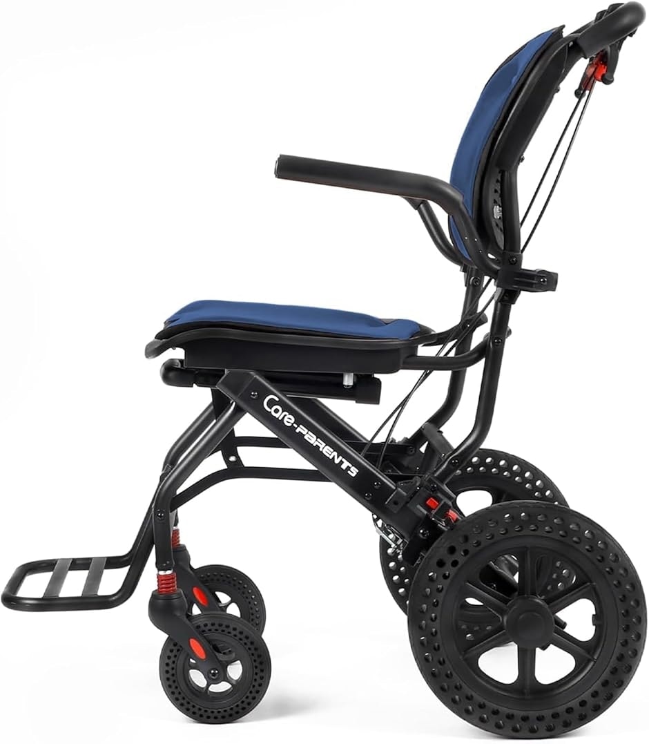 軽量車椅子 介助用車いす アルミ製 折りたたみ式 軽量コンパクト車椅子 衝撃吸収性 透気性 介助ブレーキ付き 屋内用 外出用 MDM(青色)