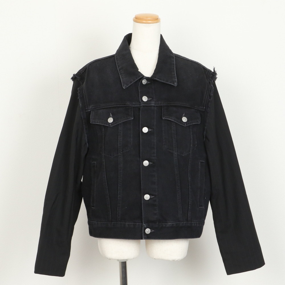 新品同様 MM6 ダメージ アパレル トップス 40 デニムジャケット ブラック 黒 レディース EUE BI19-3 中古