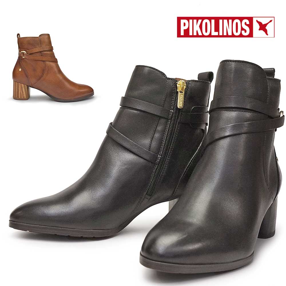 レディース ブーツ CALAFAT PK-523 W1Z-8841 ショート レザー 本革 ジップアップ チャンキーヒール