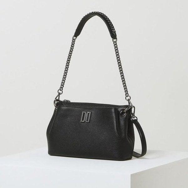 DCBA5F345BK [25FW][HILTON] ブラック アンティーク DD装飾 レザー ショルダーバッグ S