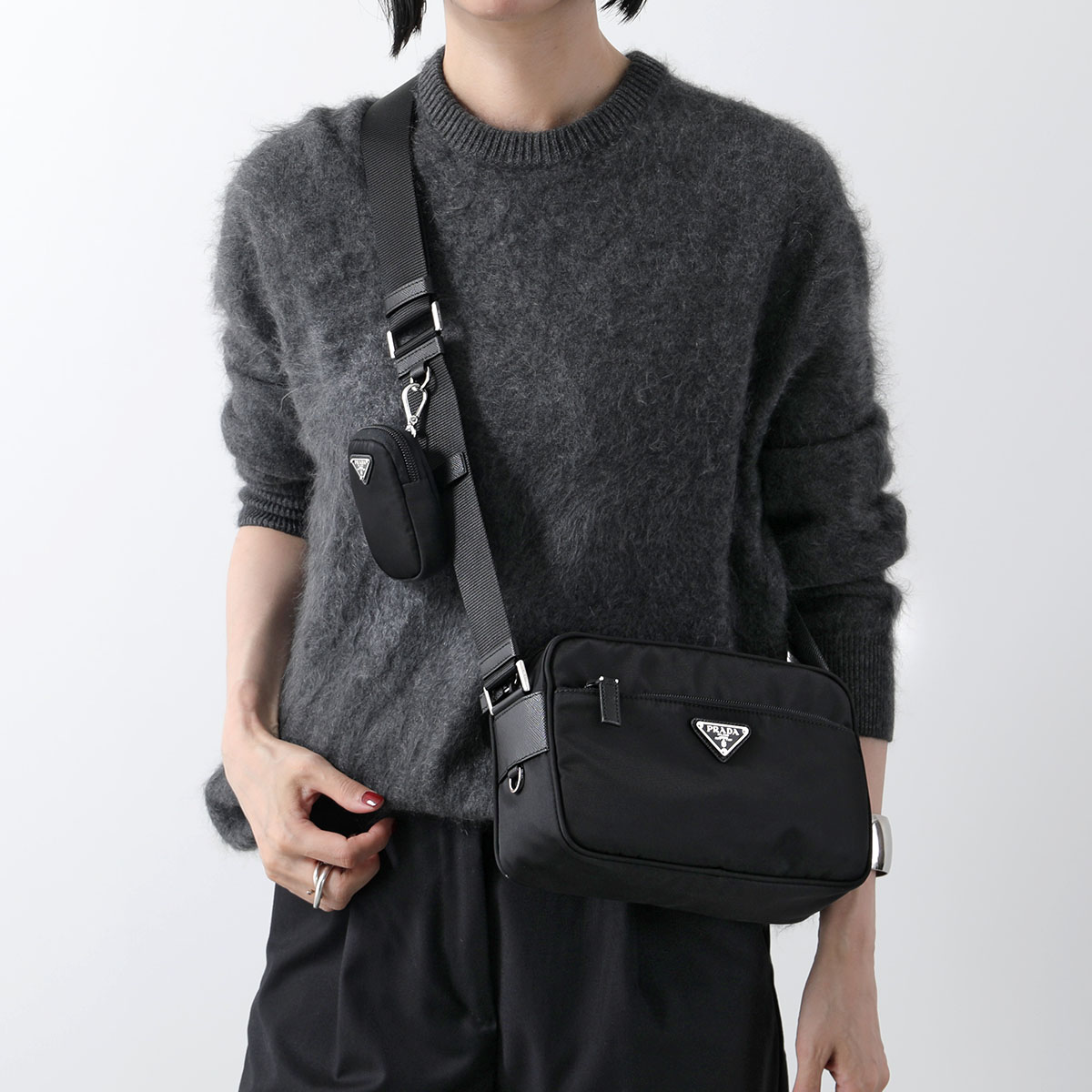 PRADA プラダ ショルダーバッグ 1BC167 B1M RV44 レディース Re-Nylon リナイロン トライアングルロゴ ポーチ付き クロスボディ 鞄 F0002/NERO 164,020円