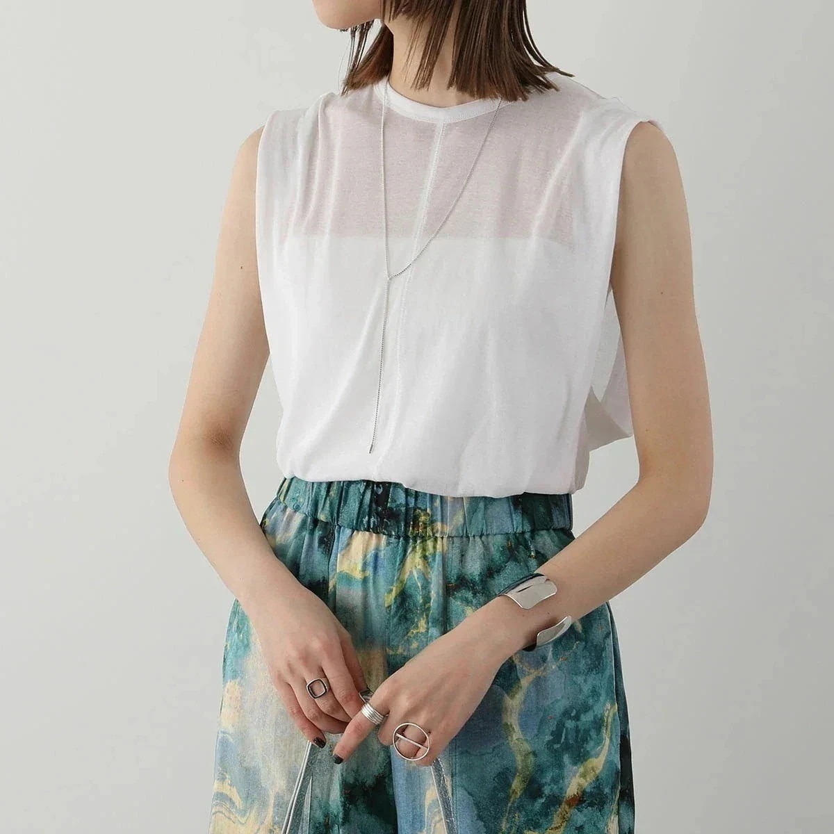 IHATOV イーハトーブ タンクトップ High twist cotton gauze jersey sleeveless IH07-24SS-73416 レ