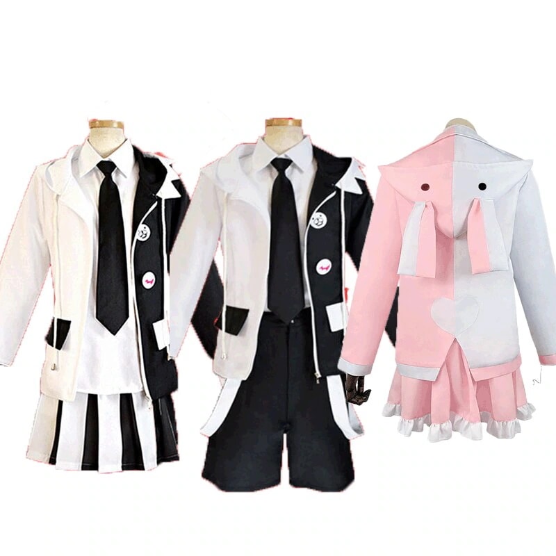 メイド服 モノミ ピンク白ウサギロリータ 二次元 白黒クマ ダンガンロンパ コスプレ変装仮装衣装 スーツ ハロウィン 年新作入荷コスプレ