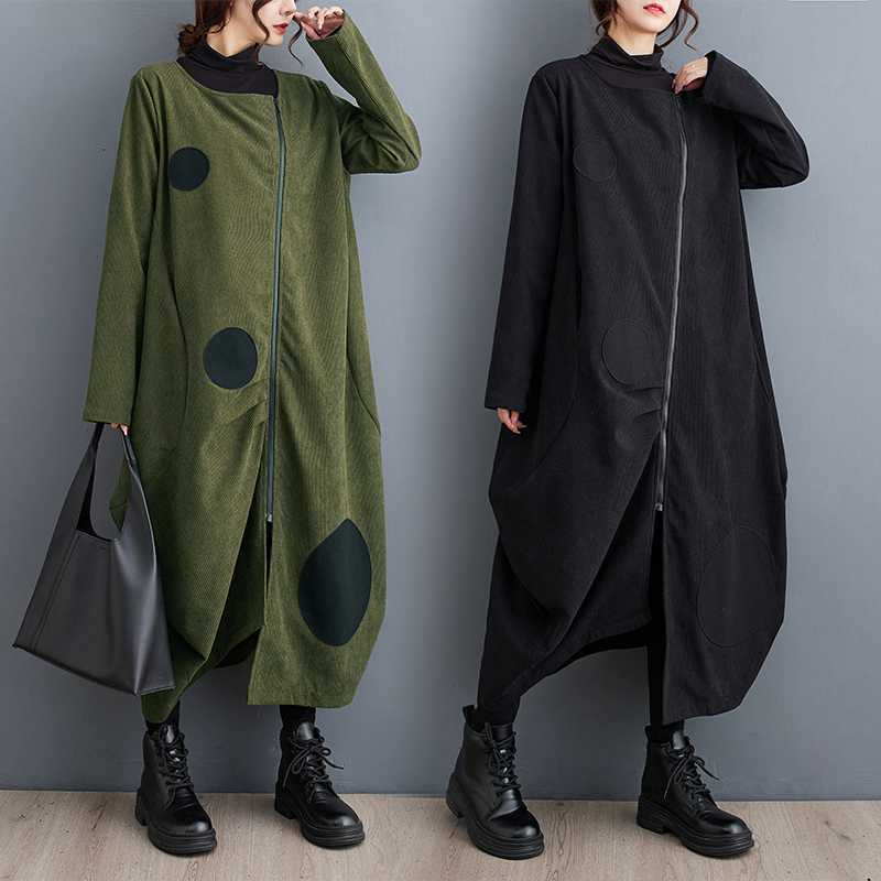 「ファットガール」 2024秋新品 ファスナーワンピース 大きいサイズ 体型カバー レディース ロングワンピース メガ割30%までに制限