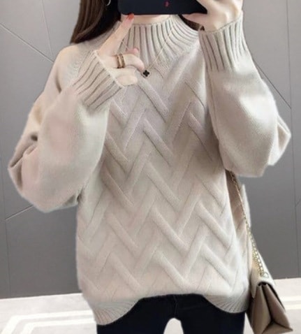 デート モテアイテム ニットソー セーター 長袖 ミドルネック リブニット クロシェ ウール 可愛い きれいめ 上品 おしゃれ かっこいい 可愛い ラブリー キュート ガーリー クール