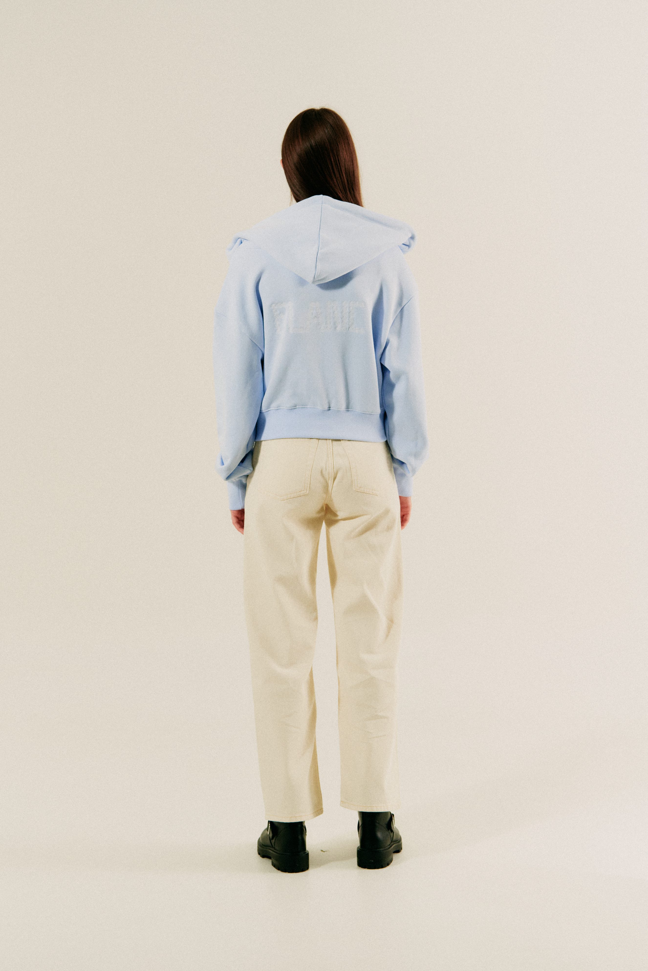 ロゴ 長袖 2WAY 刺繍 パーカー [ブルー]