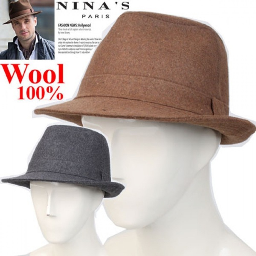 (ニナスパリ) ピュアウールベーシックウールフェドーラメンズヘビーヘア (2SS183)