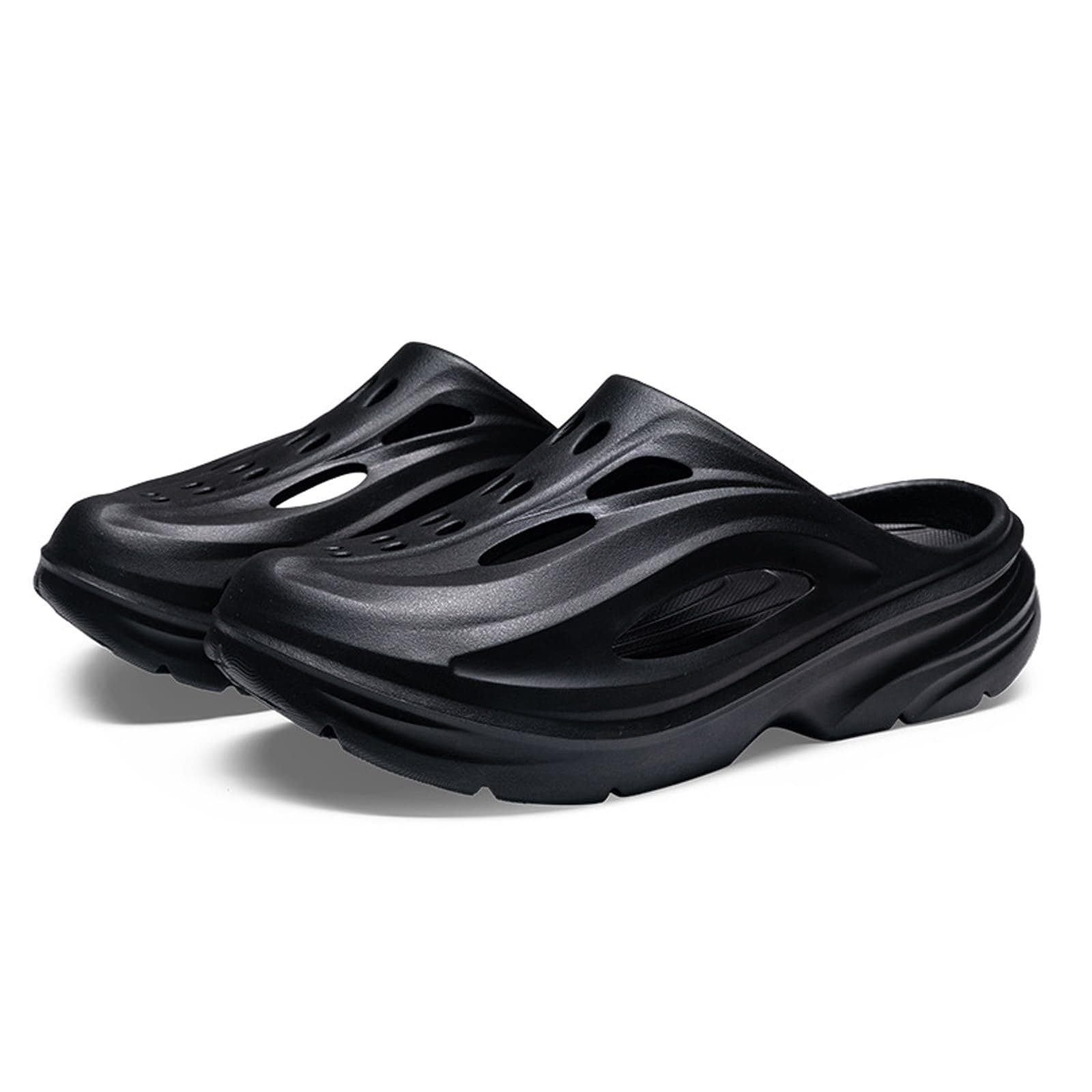 [uateeff] 【柔道整復師監修】 リカバリーサンダル メンズ 厚底 【 包み込まれるような履き心地×フィット感も良し 】 サンダル 歩きやすい (ブラック, 29.0 cm)
