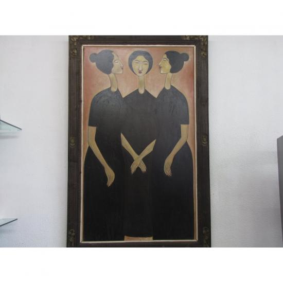 ANiSIE アニシエ バリコレクション 絵画 BALIアート アンティーク額付き絵画 3人の女性 1367867 10P03Sep16