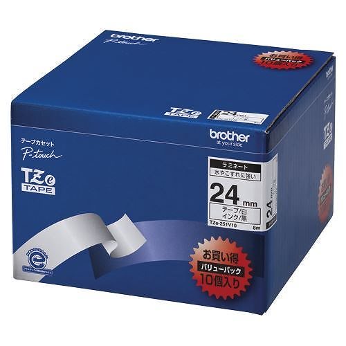 （まとめ買い）ピータッチテープ24mm白/黒10巻 TZE-251V10 [x3]