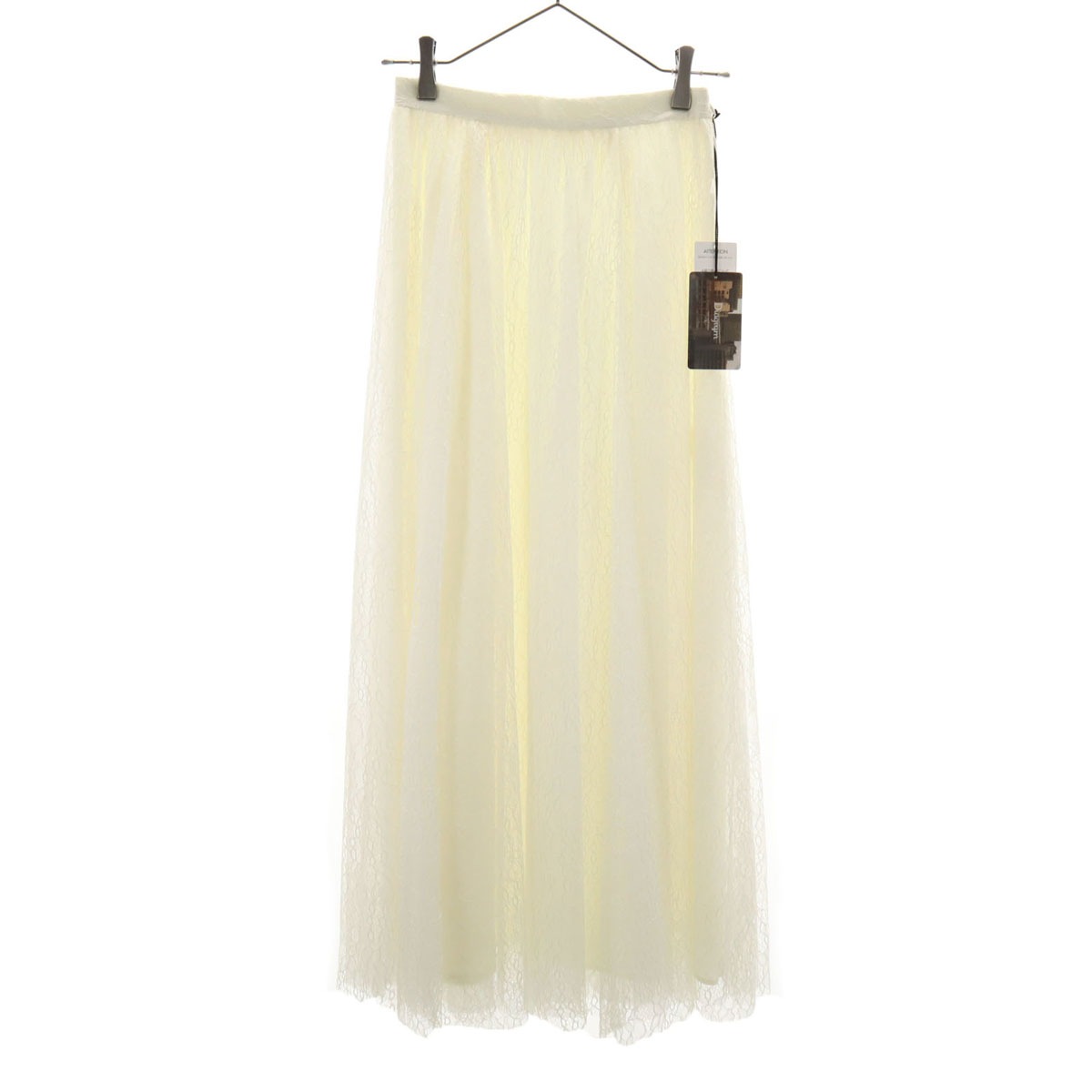 未使用 Diagram ダイアグラム ロング丈 レース チュール スカート 36 ホワイト系 レディース 古着