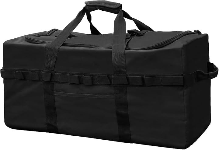 大型収納 トートバッグ キャンプバッグ 大型収納カバン ビッグバッグ 大容量アウトドアバッグ キャンプ道具収納 大型収納袋L( ブラック, Lサイズ 80x45x45(H)cm)