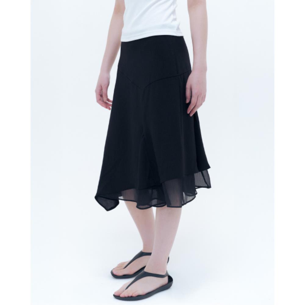 MISEKI SEOUL Organza layered midi skirt BLACK MSK252SK05