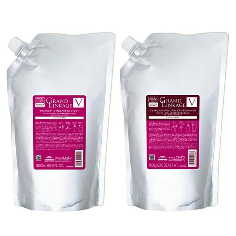 【セット】 グランドリンケージ ヴェロアリュクス シャンプー 1800mL + トリートメント 1800g 詰め替え しっとり(硬毛/クセ毛向け)