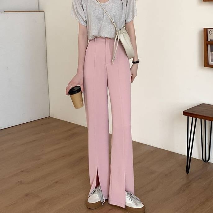 ストレートパンツ テーパード ワイド ハイウエスト 無地 きれいめ シンプル カジュアル お洒落 かっこいい 大人可愛い こなれ感 ラフ ボーイッシュ ルーズ 抜け感 春 夏 秋 10代 20代 30