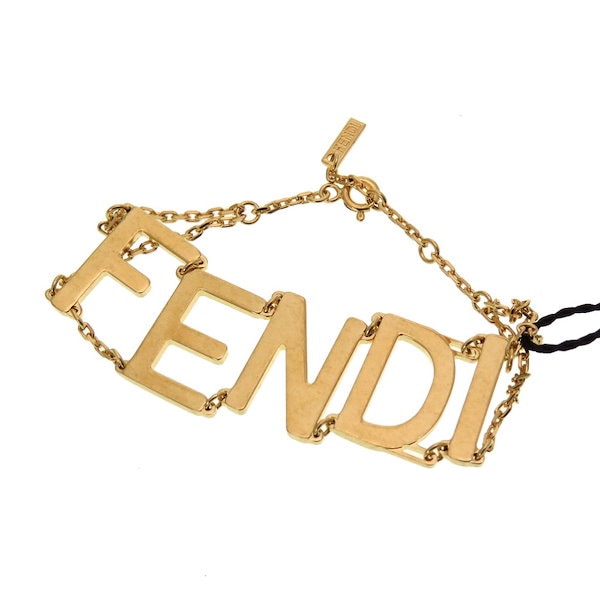 Qoo10] FENDI 未使用品 ロゴ ブレスレット メタル