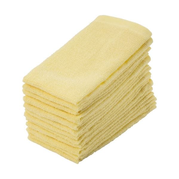 （まとめ）作業用おしぼりタオル イエロー 1パック（12枚） [x5セット]