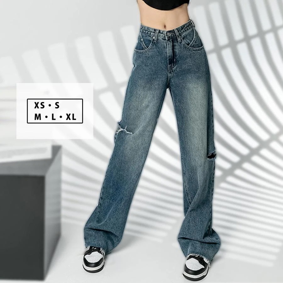デニム ワイド パンツ レディース ボトムス おしゃれ 春秋 ゆったり ストレート 大きいサイズ 5,568円