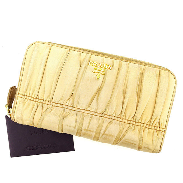 長財布 ラウンドファスナー ロゴ ベージュ 中古 13,844円