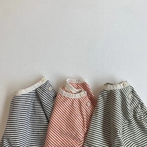 子供の春と秋の赤ちゃんの長袖ストライプシャツ 子供の赤ちゃん幼児セーター